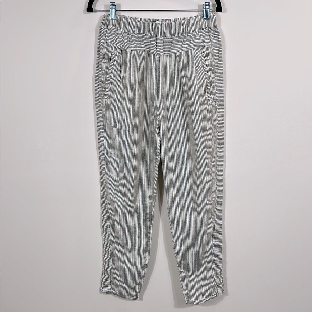 Anthropologie Summer Linen Striped Loose Comfort Elastic Waist Pants Women Small